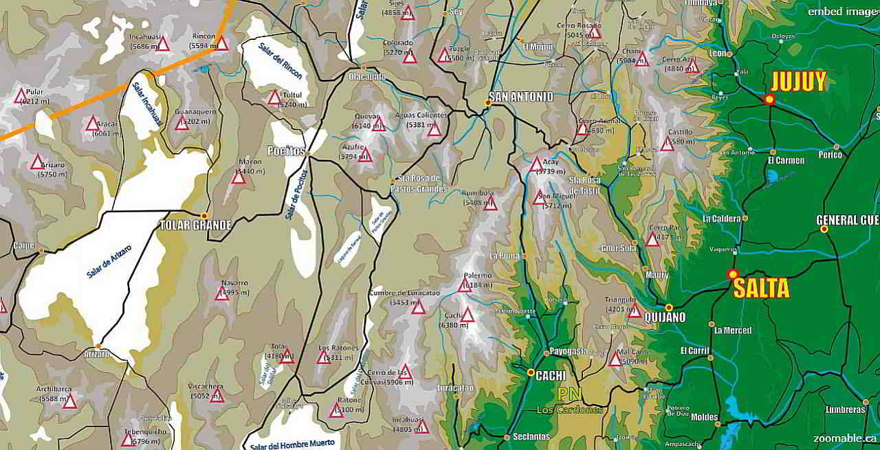 Aperçu des cartes géologiques de la Puna