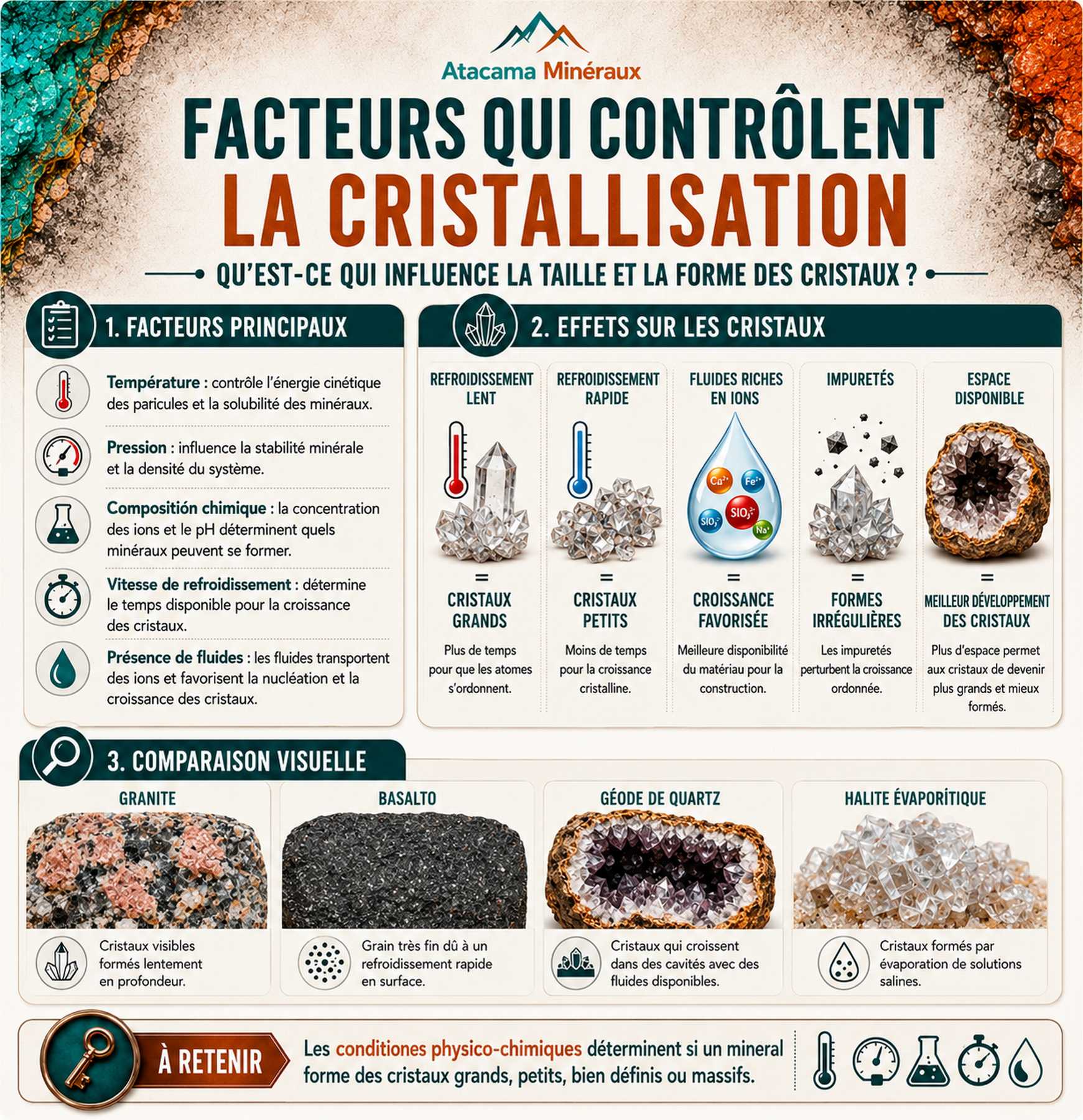 Schéma des étapes de nucléation et croissance cristalline