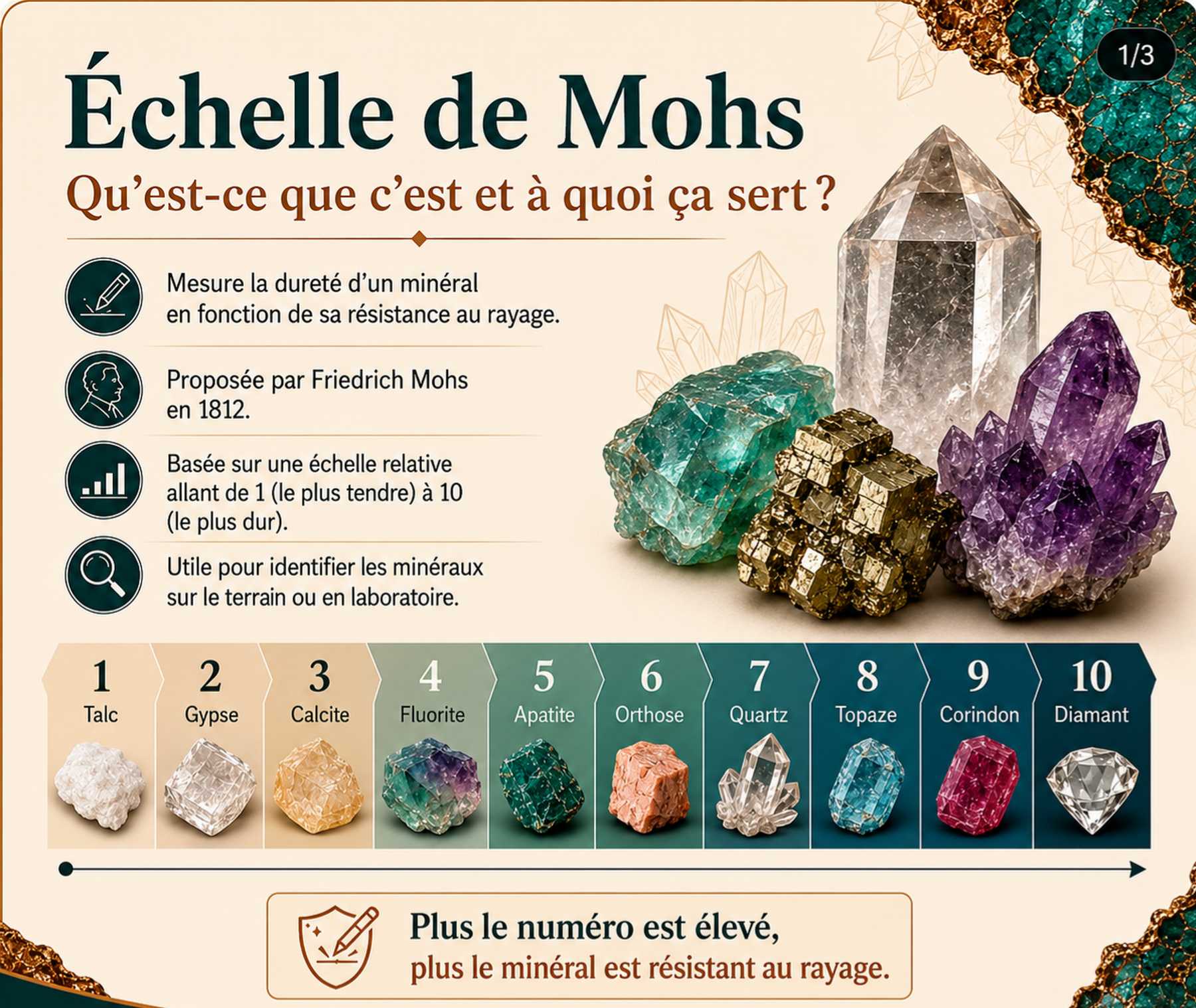 Présentation de l'échelle de Mohs et principe du rayage