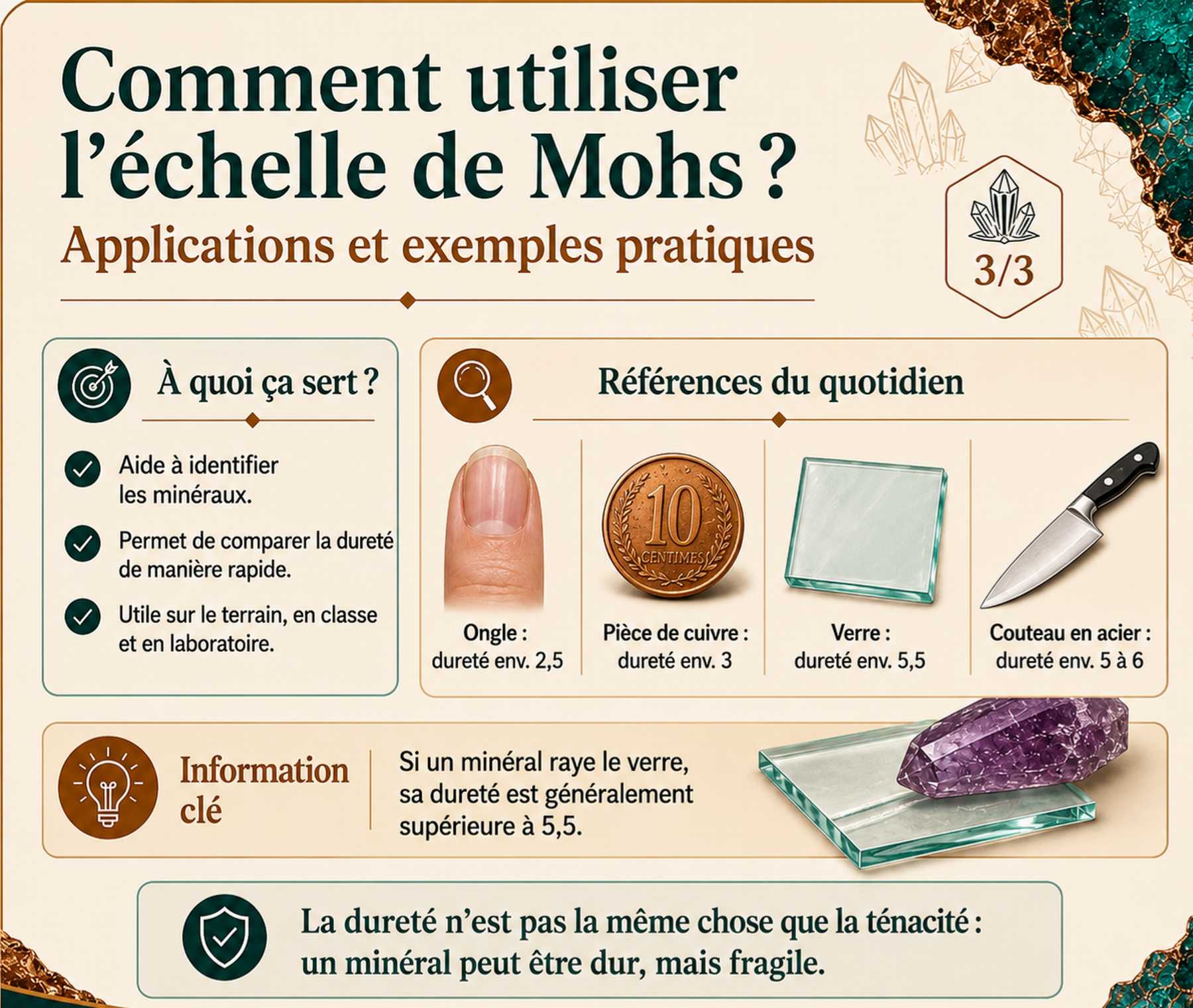 Objets de référence de terrain pour tester la dureté