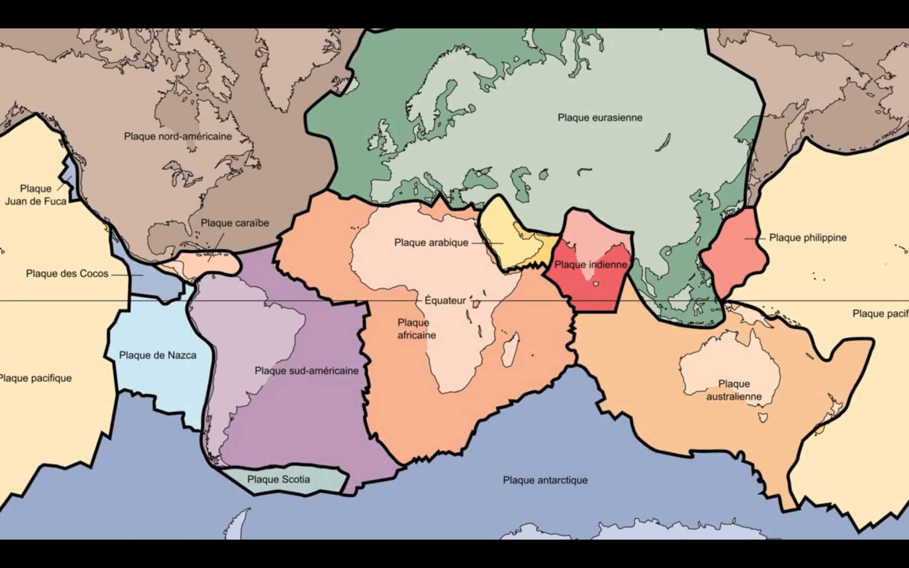 Carte mondiale des plaques tectoniques lithosphériques