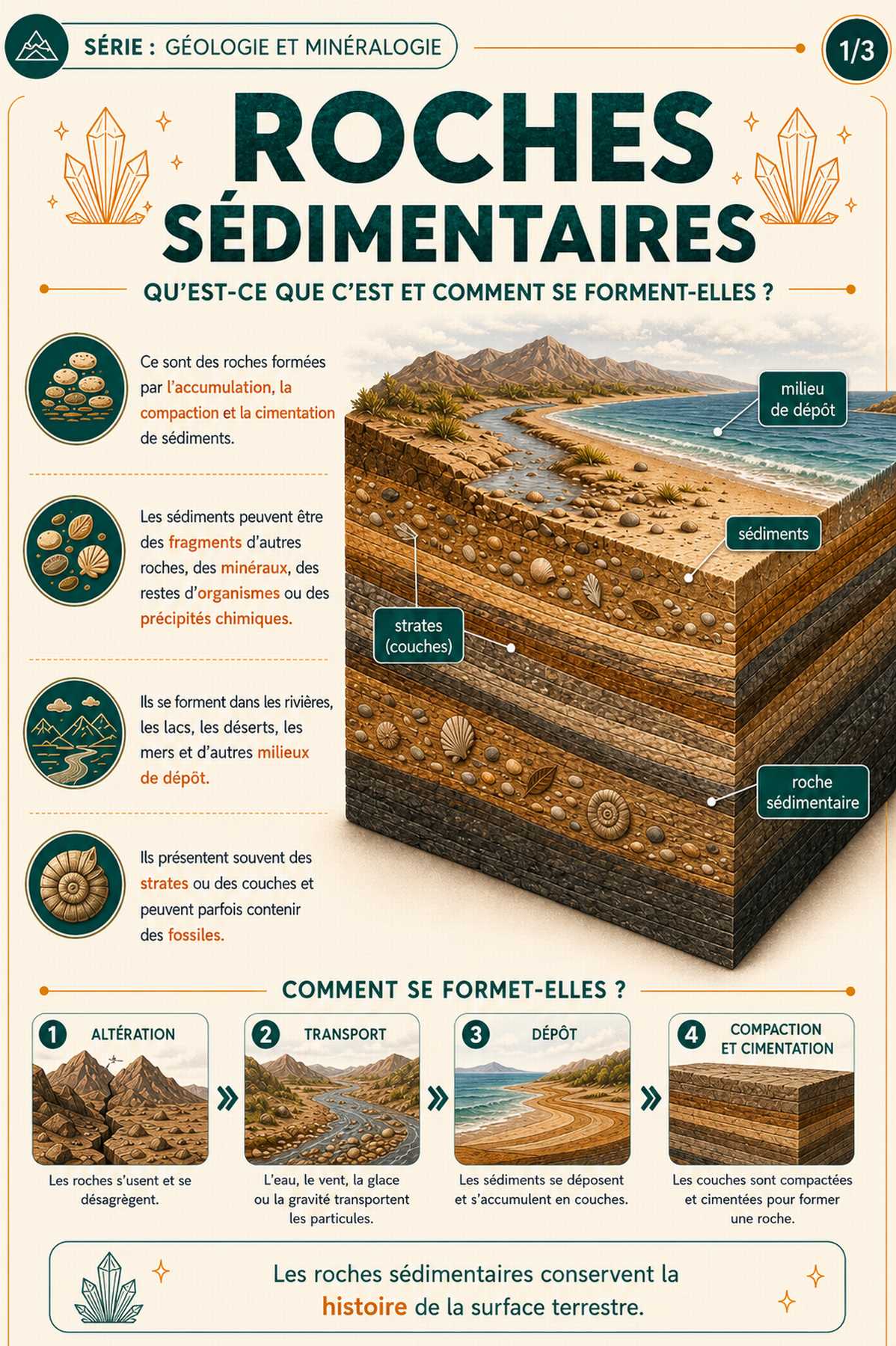 Dépôts sédimentaires et lits de stratification dans la Puna