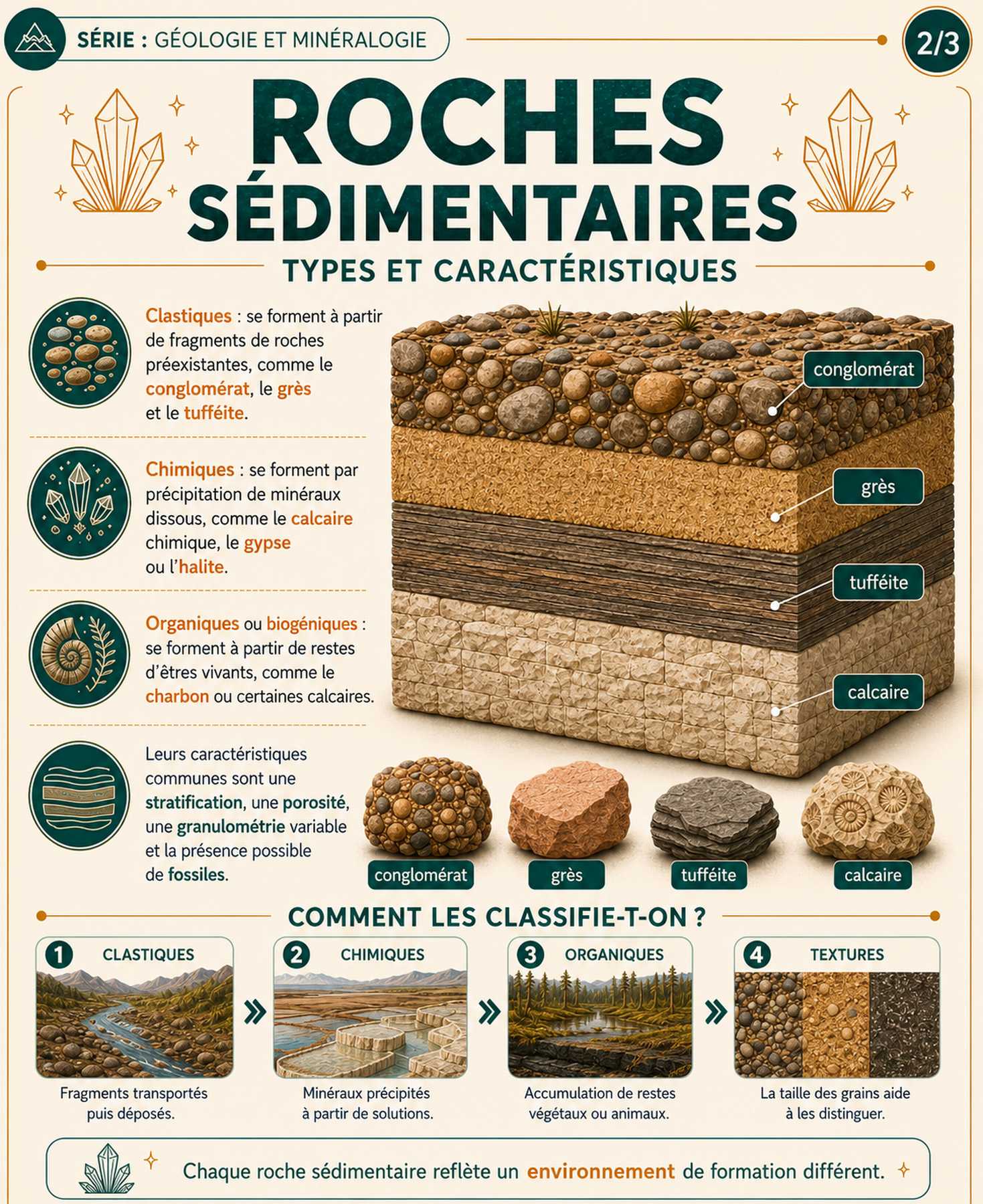 Échantillon de roche clastique détritique de la Puna